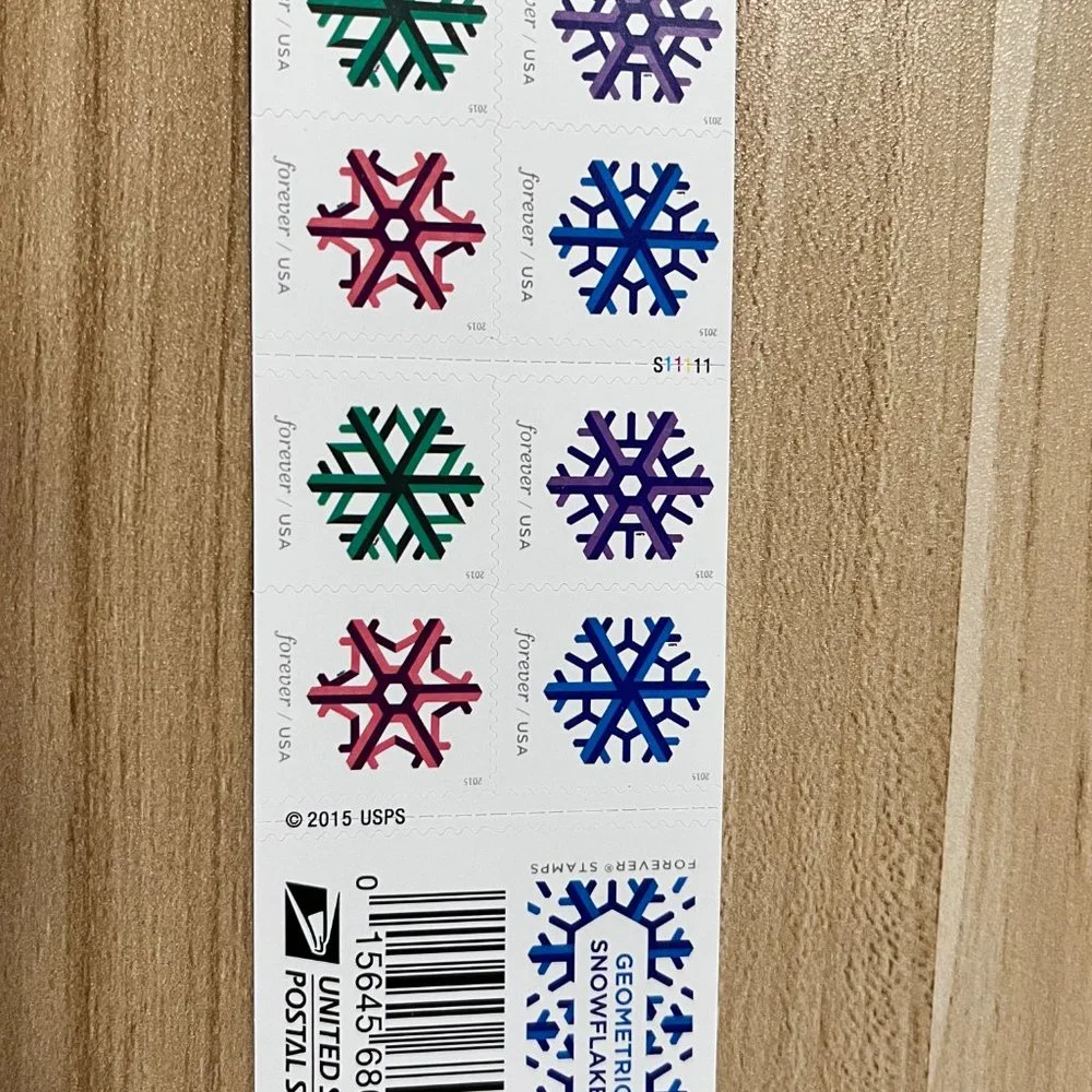 Unused geometric snowflake stamps (50 sheets 1000 pieces) - Picture 2 of 3